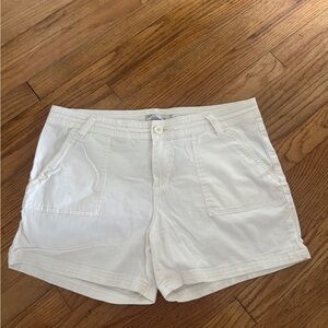 Prana Women's White Cream Cargo Shorts size 14 organic cotton